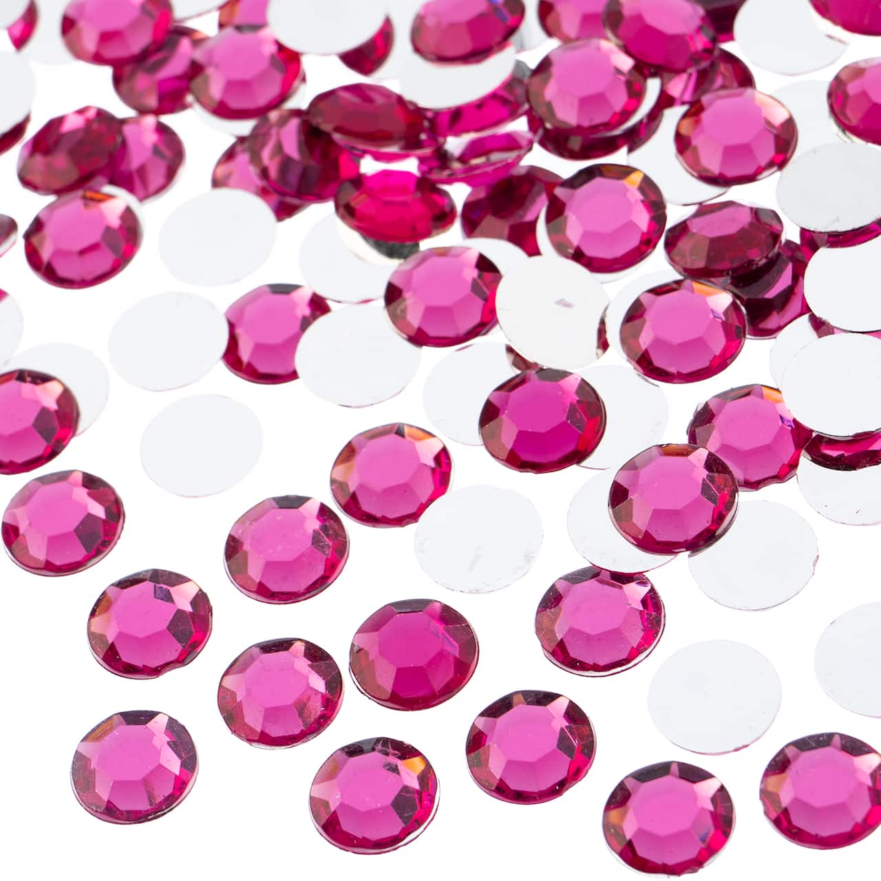 John Bead Acrylic Round Flat Back Rhinestones, 10mm